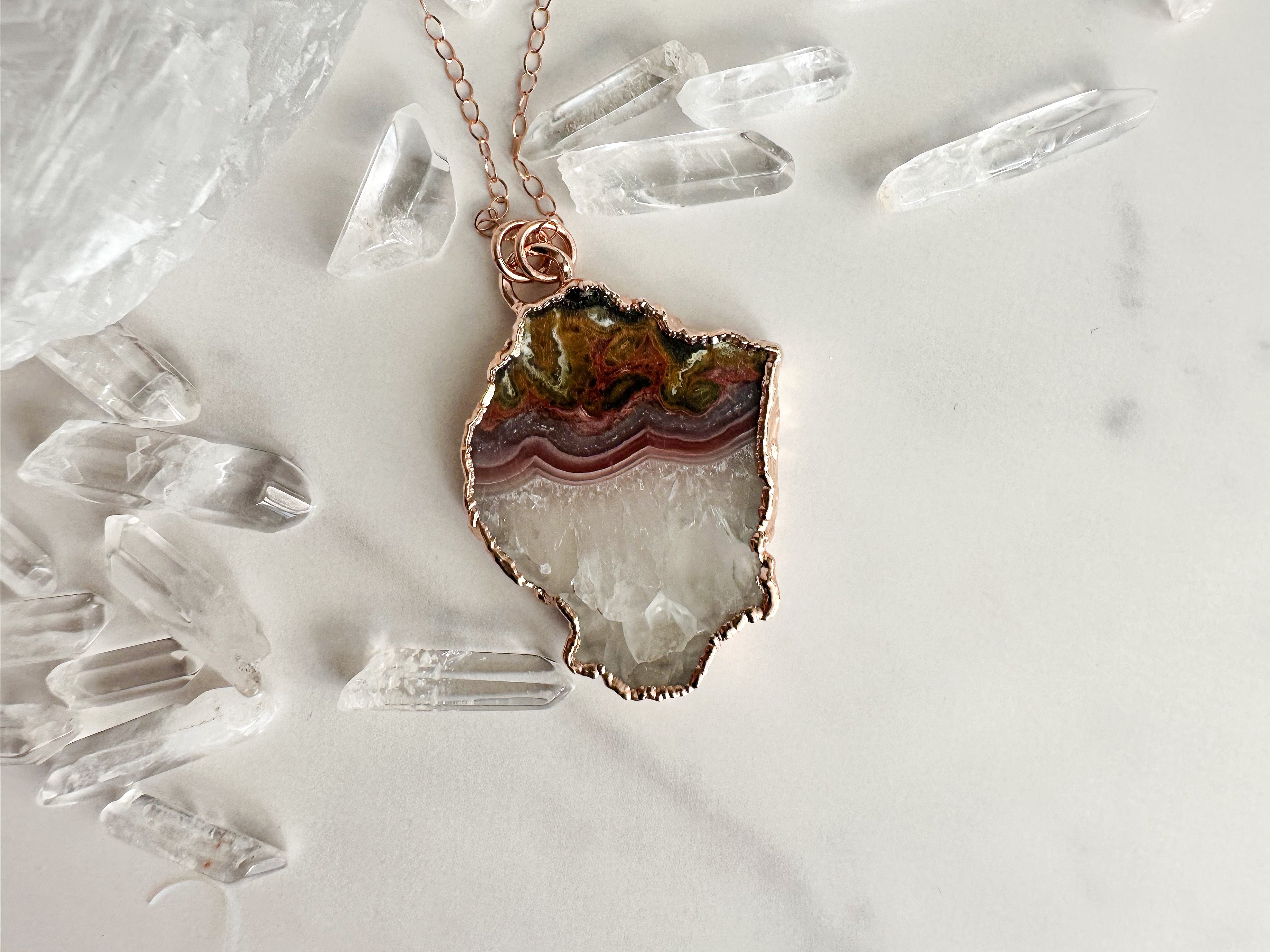 Laguna Agate with Labradorite Clusters Pendant | Sterling Silver hotsell Handcrafted Necklace