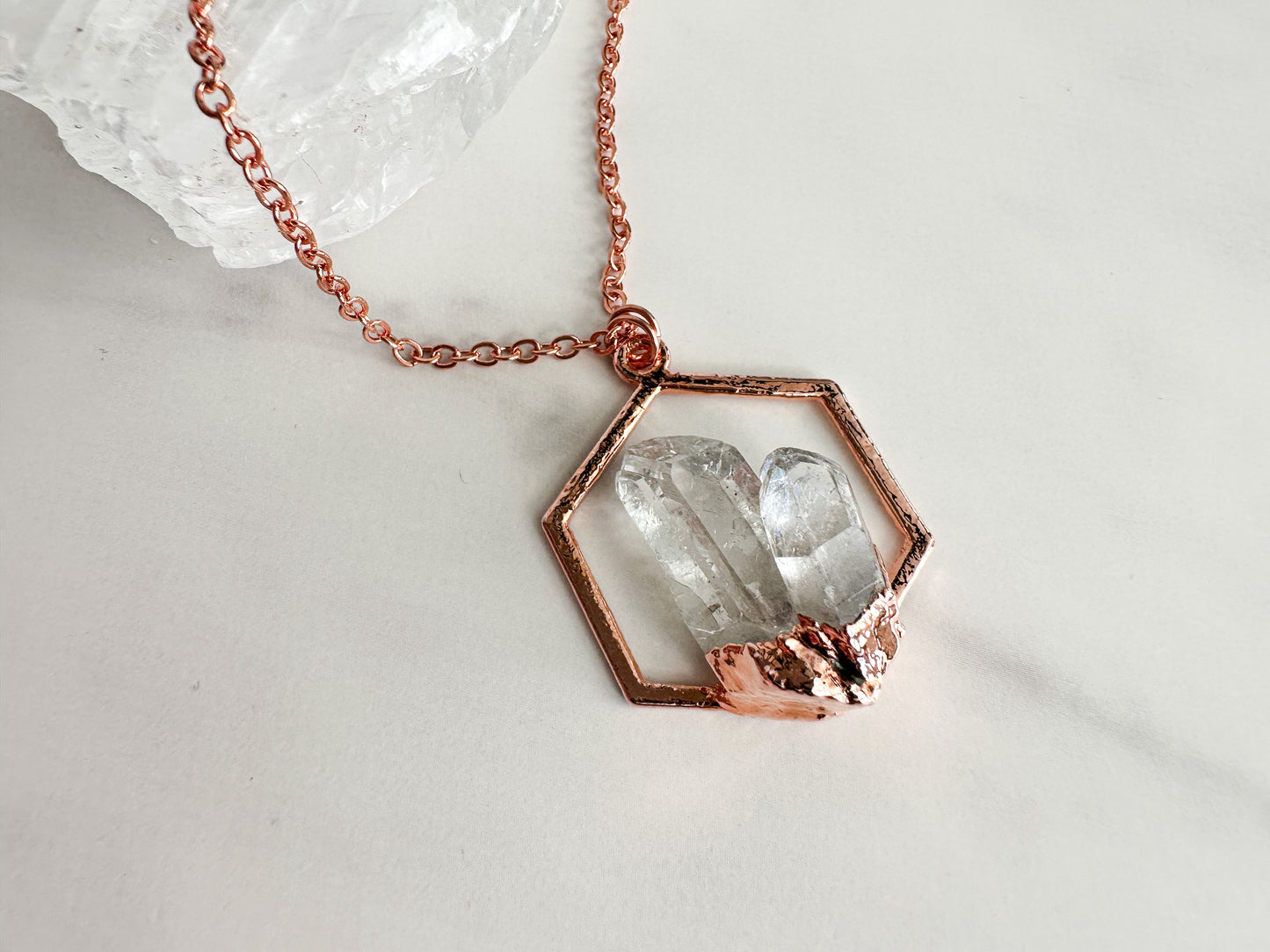 Clear Quartz Crystal Cluster Necklace