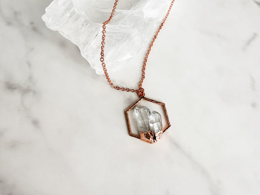 Clear Quartz Crystal Cluster Necklace