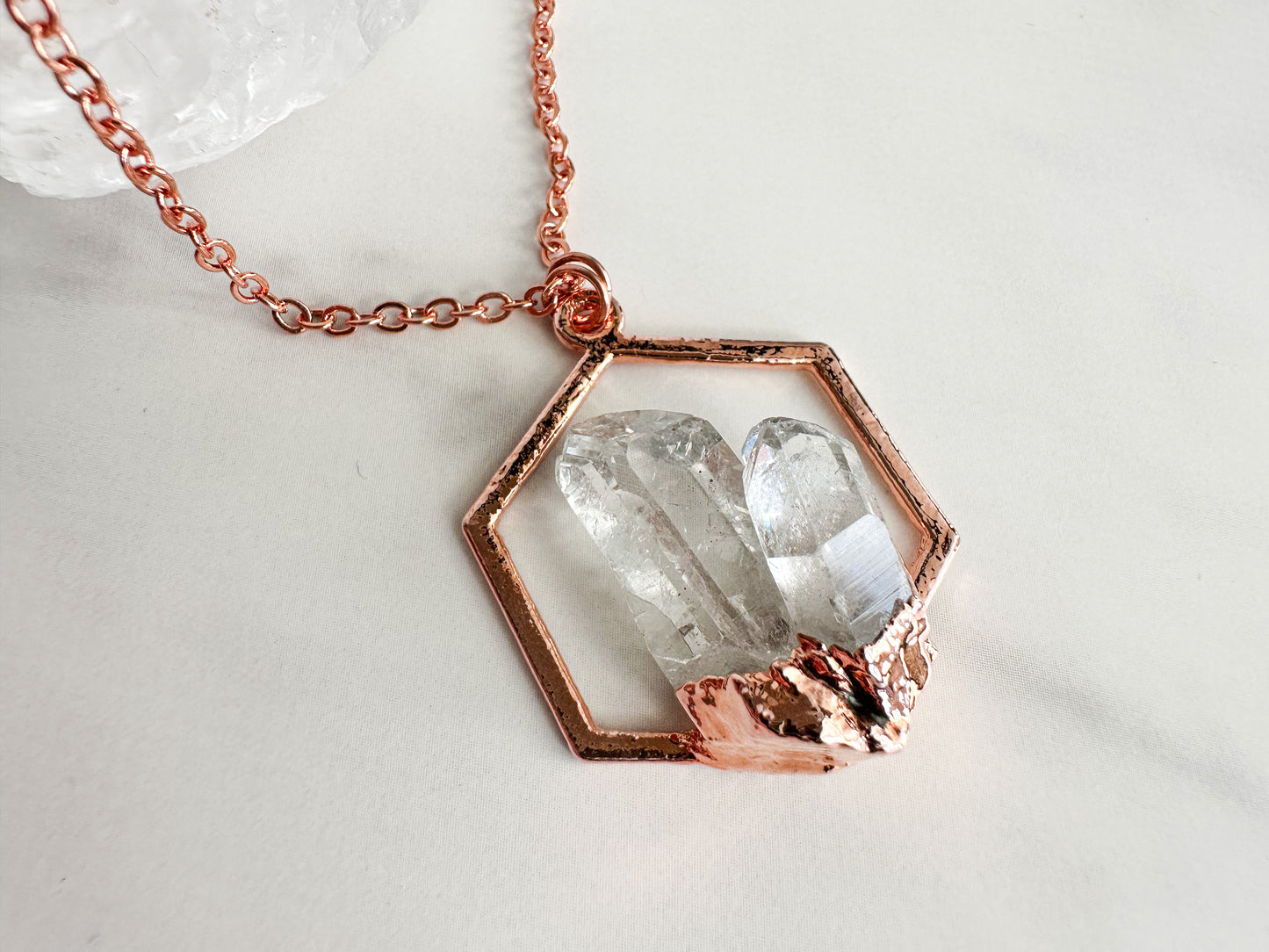 Clear Quartz Crystal Cluster Necklace