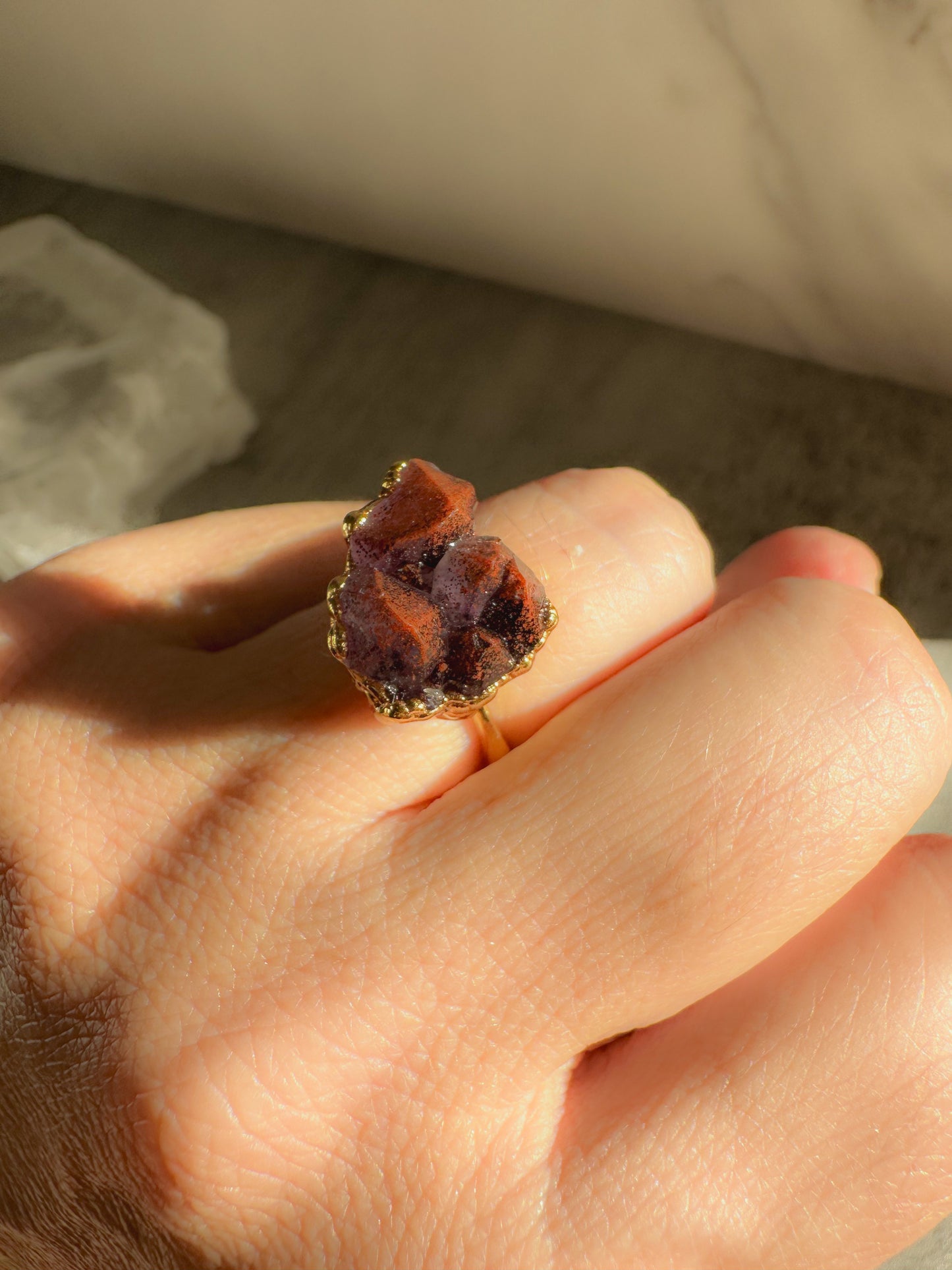 Thunder Bay Amethyst Ring Plated in Gold size 5.75